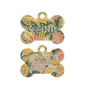 Vintage Floral Print Dog Tag