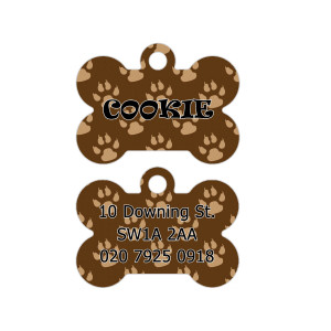 Brown Paw Pattern Dog Tag