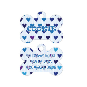 Blue and Purple Hearts Dog Tag