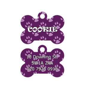 Purple Paw Pattern Dog Tag