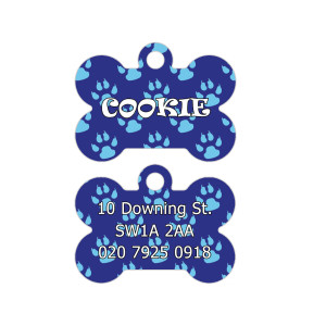 Blue Paw Pattern Dog Tag