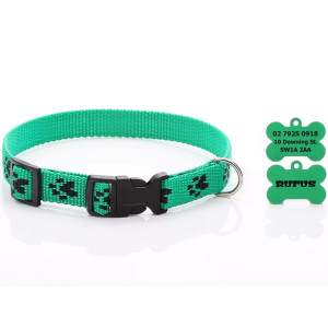 Green Paw Print Dog Collar...