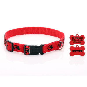 Red Paw Print Dog Collar...