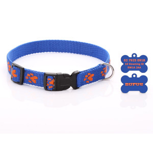 Blue Paw Print Dog Collar...