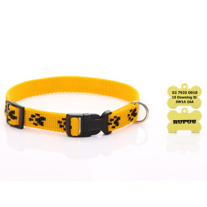 Yellow Paw Print Dog Collar...