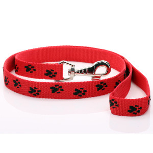 Red Paw Print Dog Lead