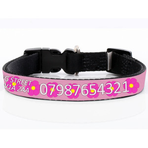 Pink Daisy Dog Collar with...