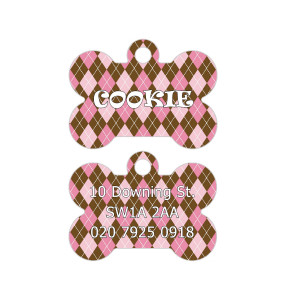 Rosa Argyle Trykte Dog Tag