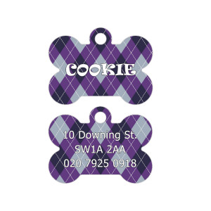 Purple Argyle Printed Dog Tag