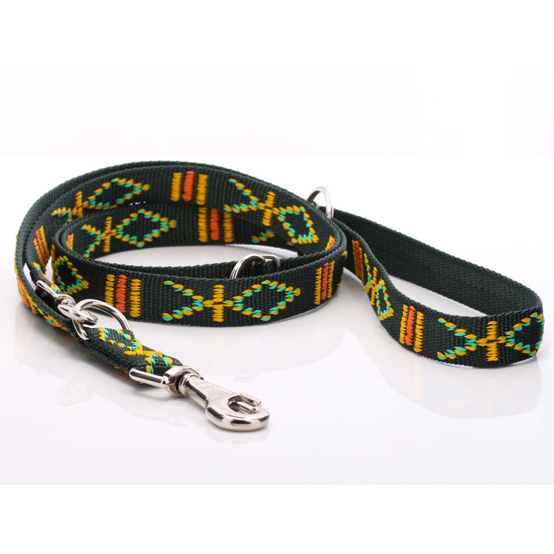 Forest Green Aztec Pattern Adjustable Dog Training Lead