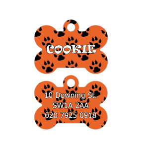 Orange Paw Pattern Dog Tag