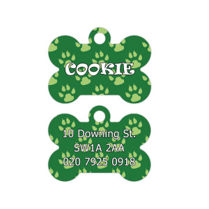 Green Paw Pattern Dog Tag