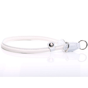 White Round Leather Slip...