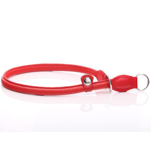 Red Round Leather Slip Collar