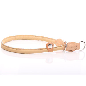 Beige Round Leather Slip...