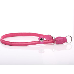 Roze Ronde Leren Slip Halsband