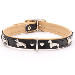 Black Leather Dachshund Collar