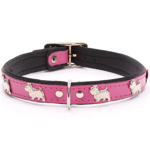 Col Westie En Cuir Rose