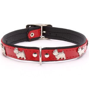 Collier Westie En Cuir Rouge