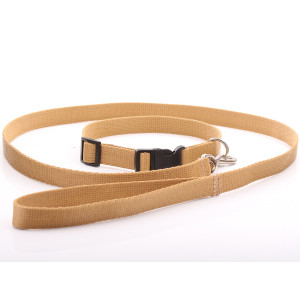 Beige Nylon Halsband & Lead...