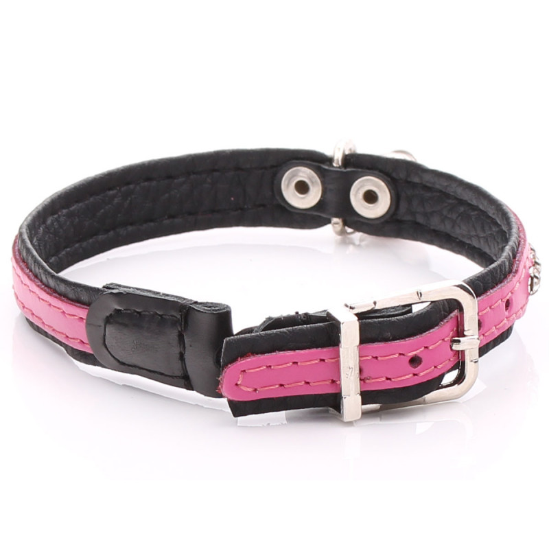 Crystalised Pink Leather Cat Collar with shining crystals
