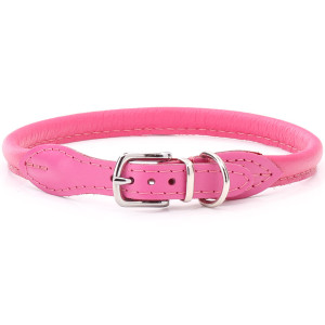 Pink Rolled Leather Dog Collar