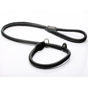 Black Rolled Leather Slip Lead