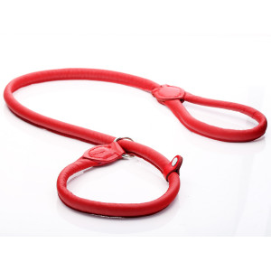 Red Rolled Leather Slip Lead