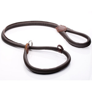 Brown Rolled Leather Slip Lead