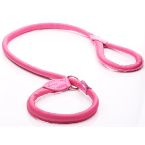 Pink Rolled Leather Slip Lead