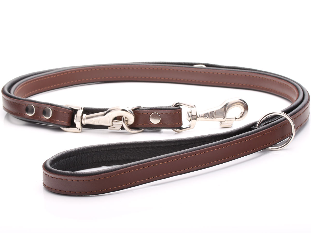 Handmade Adjustable Brown Leather Dog Training Lead