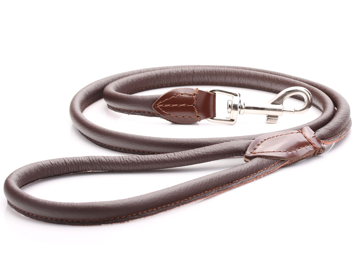 Brown Rolled Leather Dog Lead