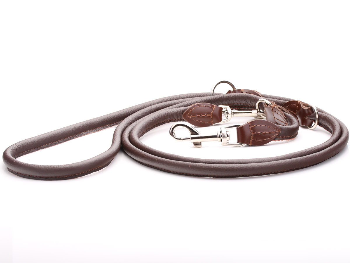 Brown Adjustable Rolled Leather Police Dog Training Lead
