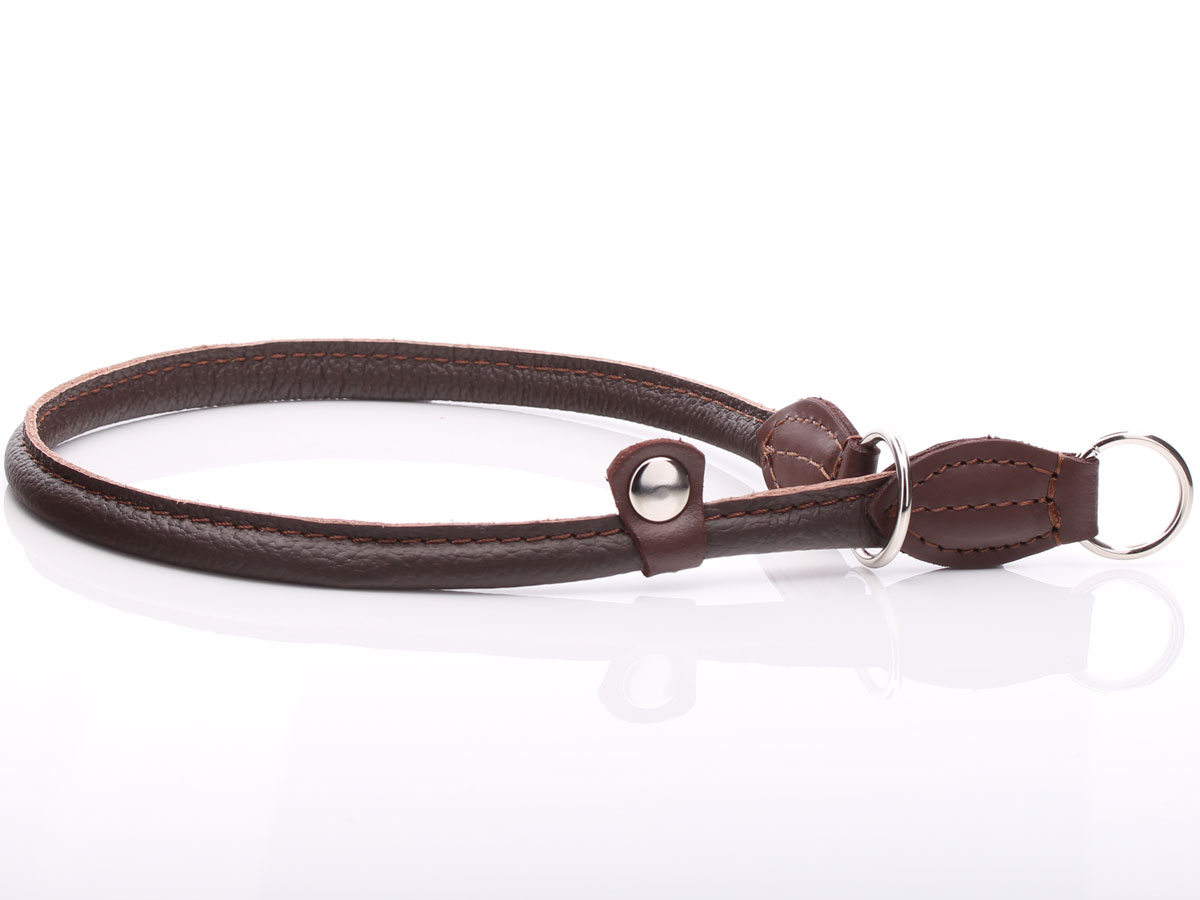 Brown Round Leather Slip Training Collar