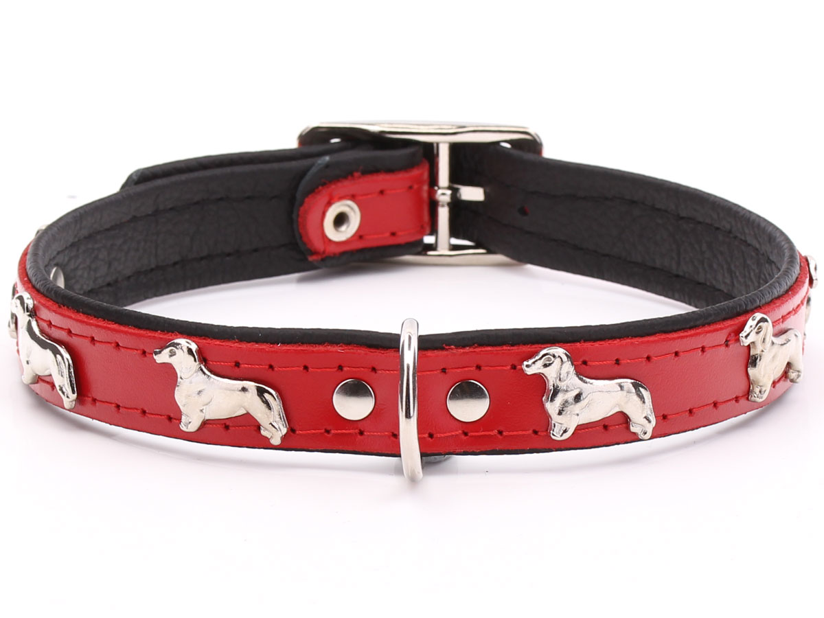 Red Leather Sausage Dog Collars
