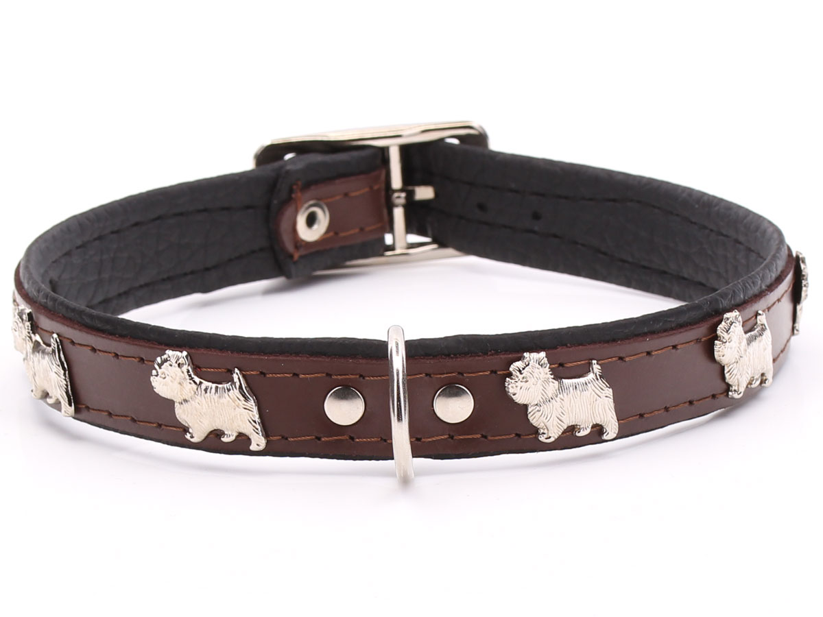 Brown Leather West Highland White Terrier Collars
