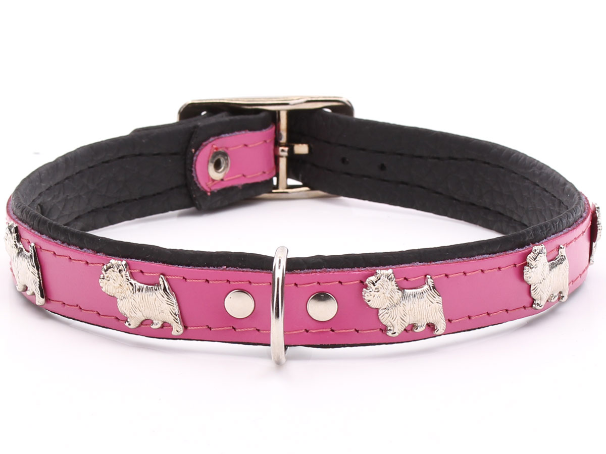 Pink Leather Westy Dog Collars