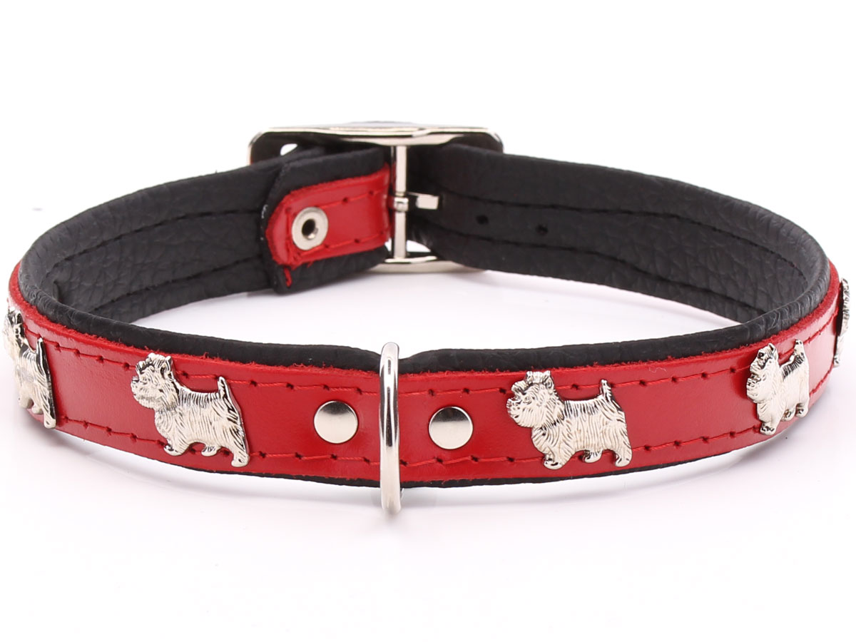 Red Leather Westie Collars