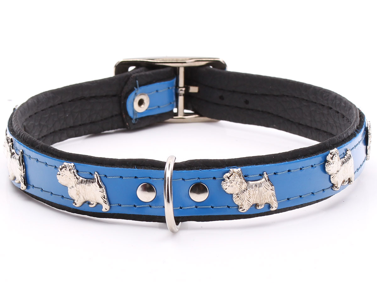 Blue Leather West Highland Terrier Collars