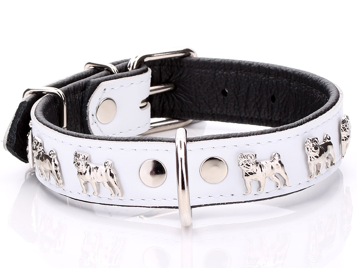 White Leather Pug Collars Carlin Collar