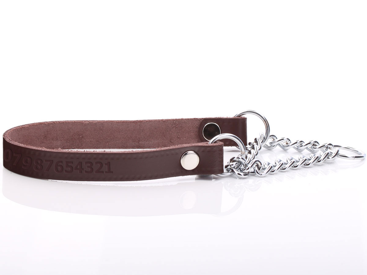 Brown leather half choke collars