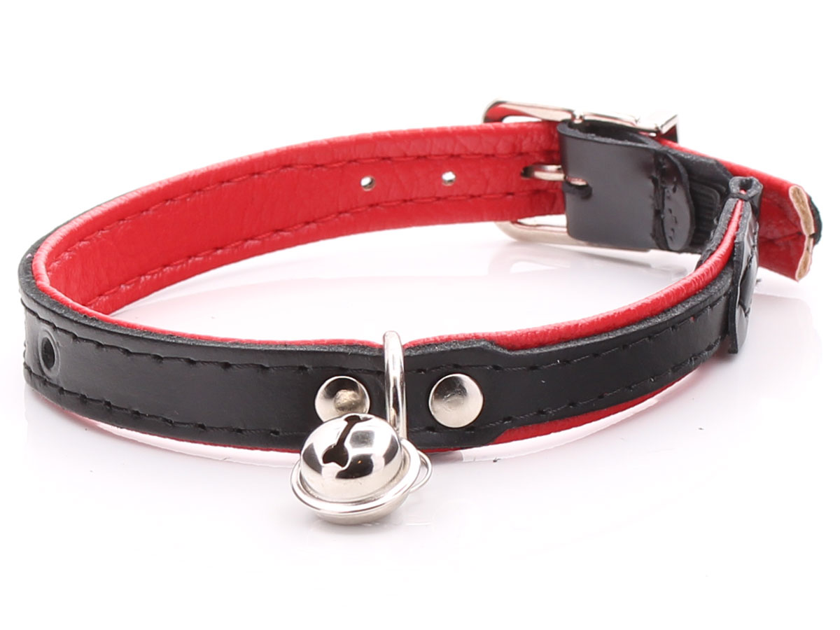Personalised Black Leather Cat Collar