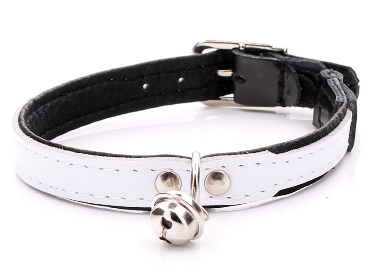 Personalised White Leather Cat Collar
