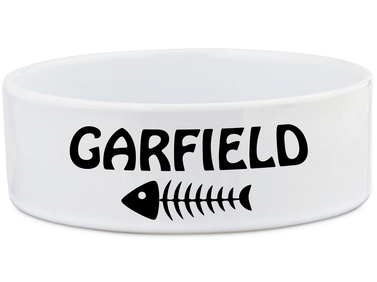 Personalised Ceramic Cat Bowl with Fish Bone